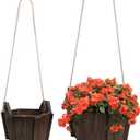 LIQING Hanging Planters for Outdoor Plants & Indoor Use  Gift for Moms, Plant Lovers, Housewarming | Thickened Wood Hanging Baskets for Plants, Adjustable Boho Planter with Flat Base (XL)