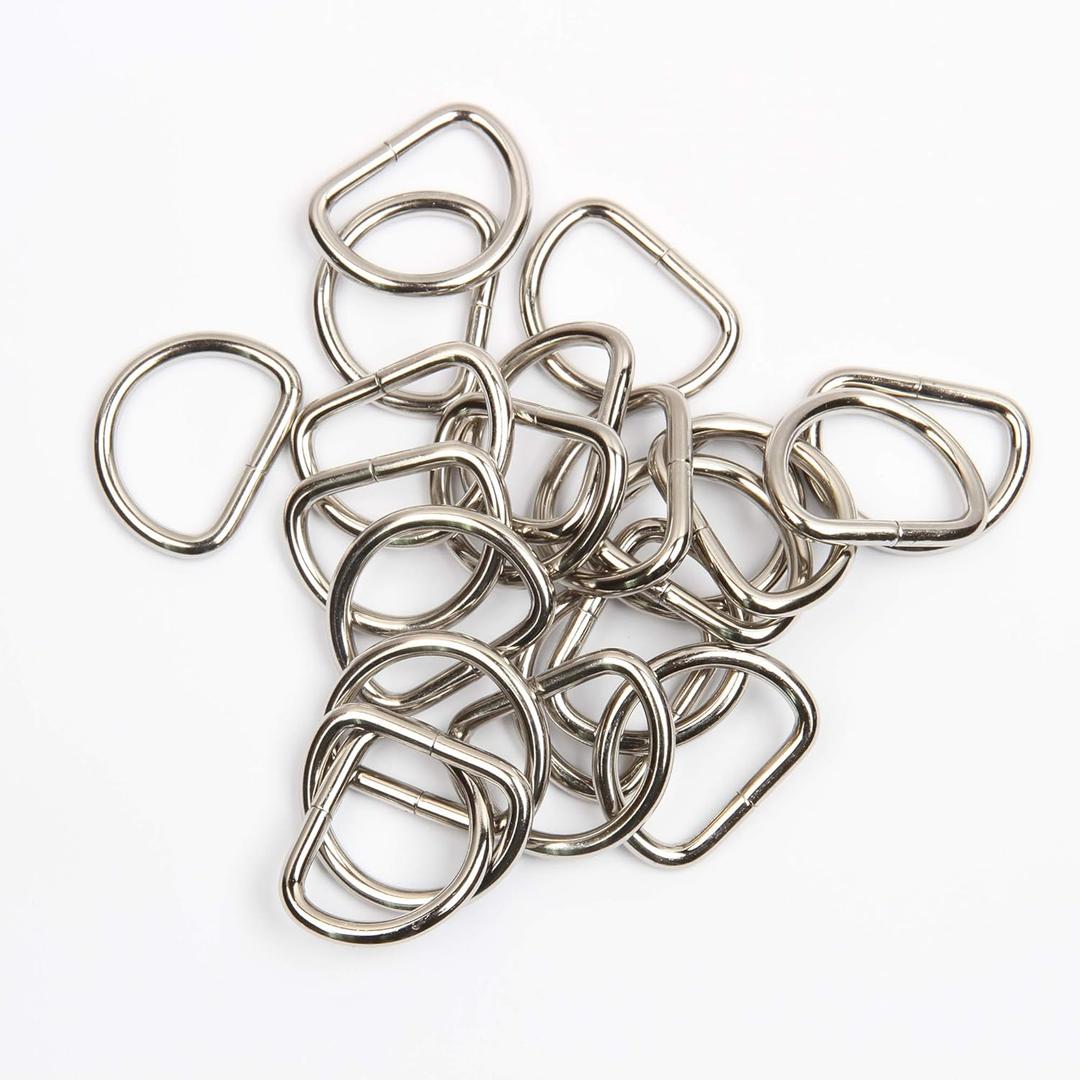 Metal D Rings Heavy-duty Extra Thick 3.8mm Thickness D ring for Sewing Keychains Belts and Dog Leash (1 1/4 inch, Silver)