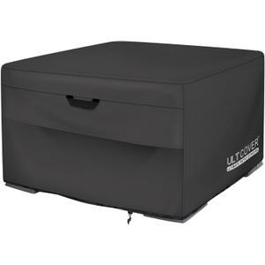 ULTCOVER Patio Fire Pit Table Cover Square 44 inch Outdoor Waterproof Fire Bowl Cover, Black
