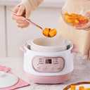 Small Electric Stew Pot 1L 200W with Ceramic Liner, 24 Hour Appointment,Slow Cooker for Porridge, Soup, Rice,Multifunctional Fully Automatic Home Stew Pot,White