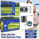 Professional Volleyball Net Set Heavy Duty for Outdoor Backyard Portable with Aluminum Scoring Poles, Nets System, Adjustable Regulation Height