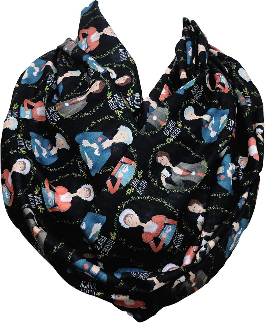 Di Capanni British writers women black book scarf Virginia Woolf Agatha Christie Jane Austen Pride and Prejudice Mrs Dalloway