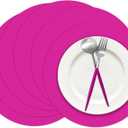100 Pieces Hot Pink Paper Place Mats Round Disposable Table Mats Decorative Placemats for Wedding Bridal Shower Hot Pink Birthday Party Dining Decor