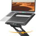 Nulaxy Telescopic 360 Rotating Laptop Stand for Desk Adjustable Height Swivel Pull Out Design Ergonomic Laptop Riser Fits All 10-17" Laptops Computer MacBook, Black