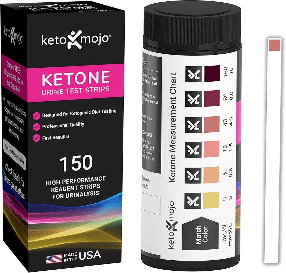 150 Ketone Test Strips with Free Keto Guide eBook & Free APP. Urine Test for Ketosis on Ketogenic & Low-Carb Diets. Extra-Long Strips