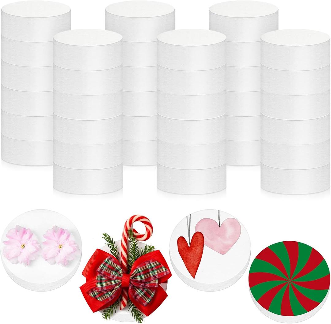 Henoyso 36 Pcs Foam Circles for Crafts Polystyrene Round Foam Disc for DIY Projects Friendship Bracelets Banner Garland for Birthday Era Arts and Crafts Supplies(3 x 3 x 1 Inch)
