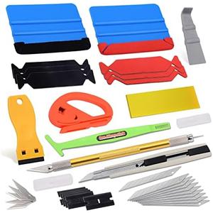 Vehicle Vinyl Wrap Tool Kit Car Wrap Kit Include Vinyl Squeegee, Film Cutter, Air Release Pin, Utility Knife Wrap Tools for Car Wrapping Window Film Application PPF Installation & Wallpaper Smoothing