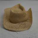 Women Men Summer Straw Hat Hollow-Out Bucket Hats Sun Protection Beach Holiday Sun Cap Cowgirl Hat Beige