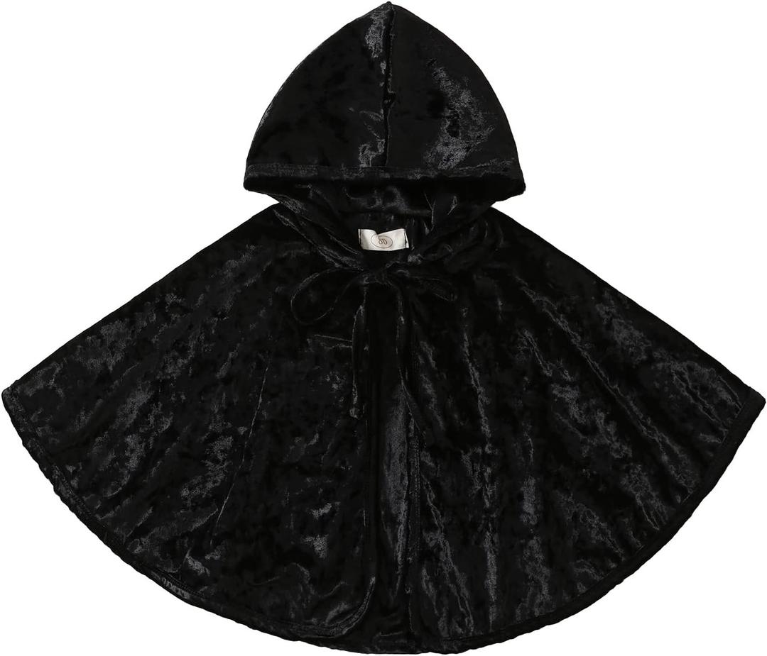 Toddler Baby Girls Boys Halloween Ghost Cape Hooded Poncho Little Kids Hocus Pocus Witch Costume (3-4T, Black)