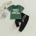 Toddler Baby Boy St. Patrick's Day Clothes Short Sleeve Letter Print T-Shirt Tops Casual Drawstring Pants Outfits