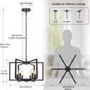 Black Farmhouse Chandelier, 6 Light Geometric Dining Room Light Fixture, Modern Industrial Metal Ceiling Light Rustic Hanging Pendant Lights with E12 base for Kitchen Island Entryway Foyer, Indoor