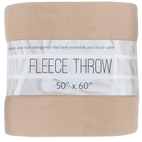 50x60 Throw Blankets, Ultra Soft Hypoallergenic Fleece Fall Throw Blanket for Livingroom, Couch, Chair, Bed, Beige Khaki