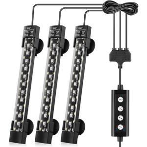 hygger Dual-Channel Controller Submersible Aquarium LED Light, 24/7 Mode Full Spectrum Hidden Fish Tank Light with 3 Rows Beads 7 Colors Auto On Off, Adjustable Timer Brightness (3)