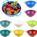 8 Pcs Mini Colander for Kitchen, Colored Plastic Strainer Small Fruit Strainer Bowl with Double Handles, Durable Berry Colanders Food Strainers for Fruits Vegetable Pasta Kitchen