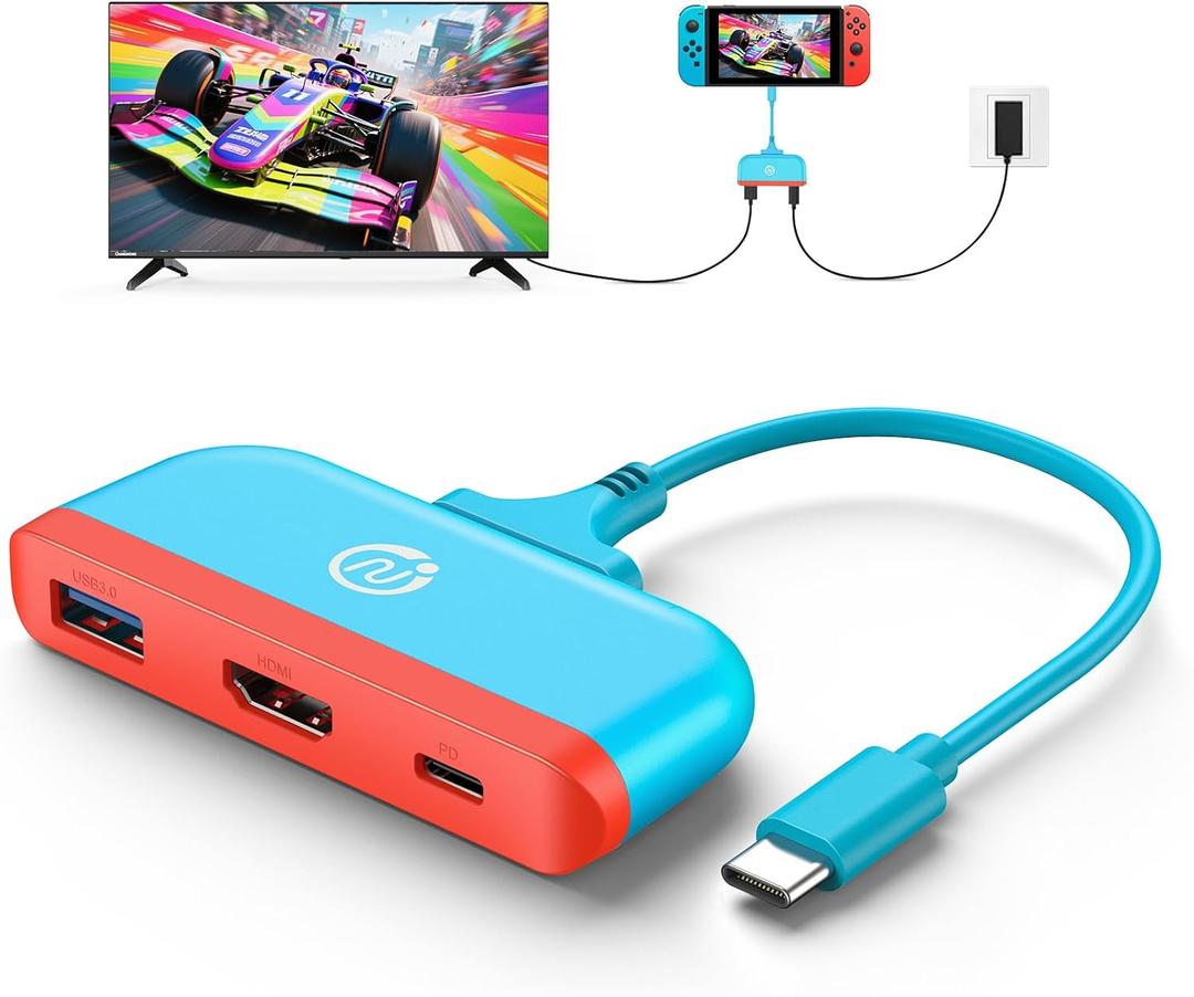 NEWDERY Switch Dock, Switch Portable Docking Station with 4K HDMI, 100W PD Port, USB-C to USB-A Converter 5Gbps, Compatible with Switch OLED/Steam Deck/Samsung DeX