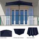 Half Umbrella Outdoor Patio Shade - 9 ft Patio Umbrella with Easy Crank - Small Canopy for Balcony, Table, or Deck by Pure Garden (Navy Blue)
