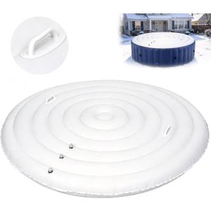 Inflatable Hot Tub Cover Round, 4-6 Ft Adjustable Size with Handles, Compatible with C oleman S aluspa I ntex Hot Tub, Ultra Thick Round Spa Cover Insert, 4.5 Ft