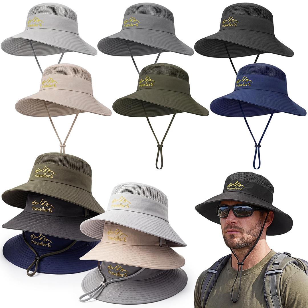 Funnysoft 12 Pack Wide Brim Sun Bucket Hats Bulk,Classic Multicolor (Black, M)