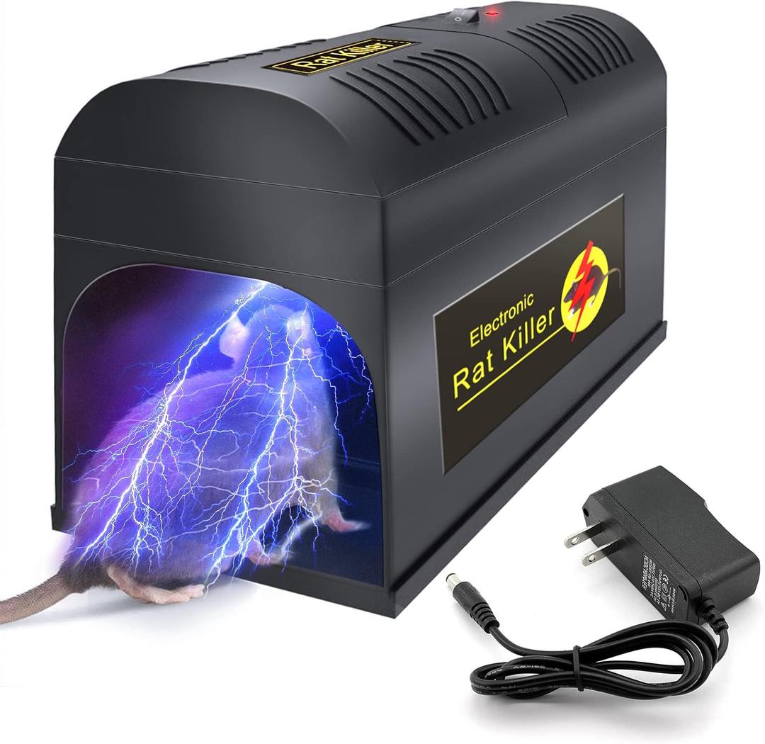 Upgraded Rat Trap - Humane Electric Mouse Trap Zapper with High Voltage Instant Kill for Chipmunk Squirrel Gopher Mole Mice Rats, Indoor Outdoor Use, No Touch & Reusable Rodent Control for Home