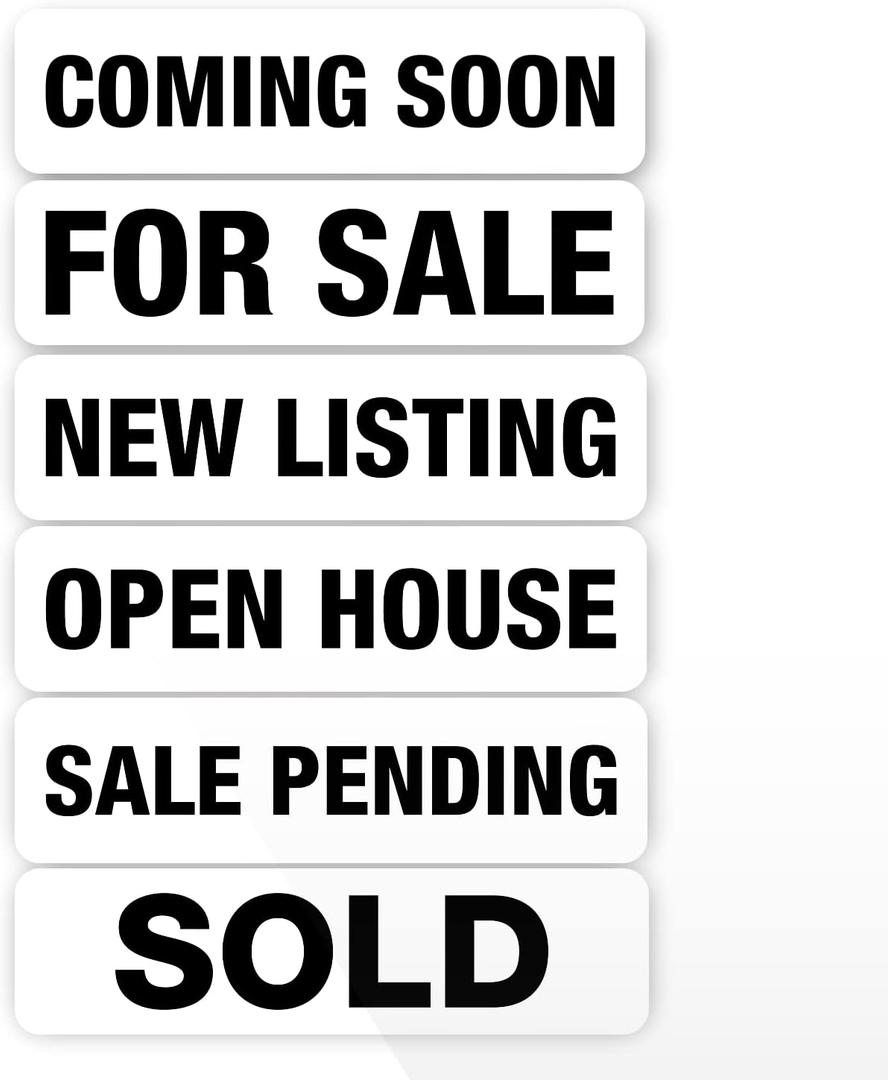 Real Estate Sign Riders | Set of 6 Aluminum (Metal) Printed Signs with Different Messages for Real Estate | 24x6 Inches | White with Black Text