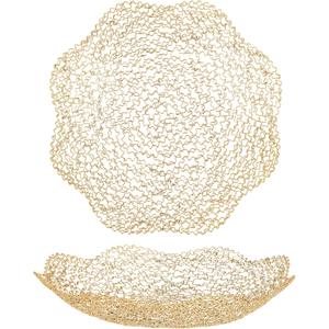 IBWell Decorative Dish for Home Decor and Centerpieces - Gold Vegetable Fruit Bowl Basket(Large) for Kitchen Counter Table Centerpieces for Dining Room and Living Room Decor (Gold, Large)