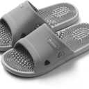 Acupressure Massage Slippers for Plantar Fasciitis for Women Acupuncture Slippers Arthritis Neuropathy Pain Relief Non-Slip Massage Sandals Women Stress Relief Gifts for Bath (US Men 7.5-8.5, Grey)