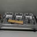 Elite Gourmet EWM-6171 Triple 3 x 2.5 Qt. Trays, Buffet Server, Food Warmer Temperature Control, Clear Slotted Lids, Perfect for Parties, Entertaining & Holidays, 7.5 Qt Total, Stainless Steel (7.5 Quart / 3 Trays)