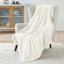Bedsure Fleece Blanket Twin Size Cream - 300GSM Lightweight Plush Fuzzy Cozy Soft Warm Blanket for Bed, Sofa, Couch, Travel, Camping, 60x80 inches (Cream)