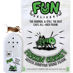 FUN delivery Frickin Cricket Hidden Noise Maker Prank Realistic, Random, & Annoying Chirping Sound Prank Toy Original Gag Gift & Harmless Office Pranks for Adults