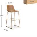 Signature Design by Ashley Bar Height Bar Stool, Set of 2, Toast/Gold, 19" W x 21.5" D x 39.25" H