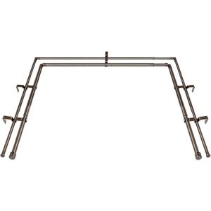 HOTOZON 1 Inch Heavy Duty Double Bay Window Curtain Rods,36-72 Inch Center Rod for Window (24 to 68 Inch), 20-36 Inch Side Rods for windows (16-32 Inch), Antique Bronze, End Cap Finials