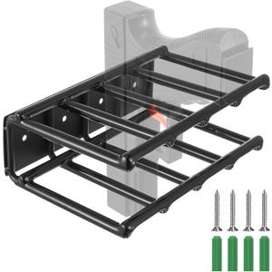 Shimeyao 1 Pcs Wall Mount Pistol Rack 4 Slots Gun Rack Metal Pistol Holder for Gun Safe Handgun Stand Hanger Fits Most Handguns with Laser Sights for Cabinet Storage Revolver Organizer, Black Coated