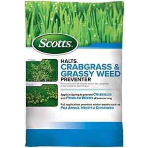 Scotts Halts Crabgrass & Grassy Weed Preventer - Crabgrass Preventer, Pre Emergent Weed Control for Lawns, Prevents Chickweed & More, Treats up to 5,000 sq. ft., 10.06 lb.