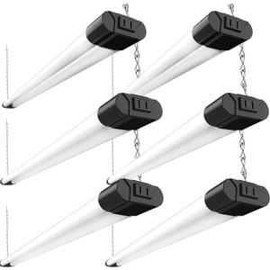 6-Pack Linkable LED Utility Shop Light 5400 LM36W, 5000K Cool Daylight, Surface + Suspension Mount, LED Garage Light for Garages,Workshop,Tool Room etc.