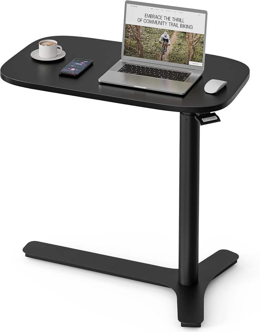 Muvai 30" Large Overbed Table with Wheels Adjustable Height Ideal Bedside Table for Home Medical Use - Rolling Table for Hospital - Over Bed Desk,Versatile Bedside, Lap Desk, Laptop Stand,Black