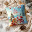 HOMETITUTE Pack of 2 Christmas Throw Pillow Covers 18x18 Inch Soft Decorative Crab Cushion Covers Holiday Beach Party Winter Christmas Pillow Cases Coastal Decor for Sofa Couch Bed Living Room