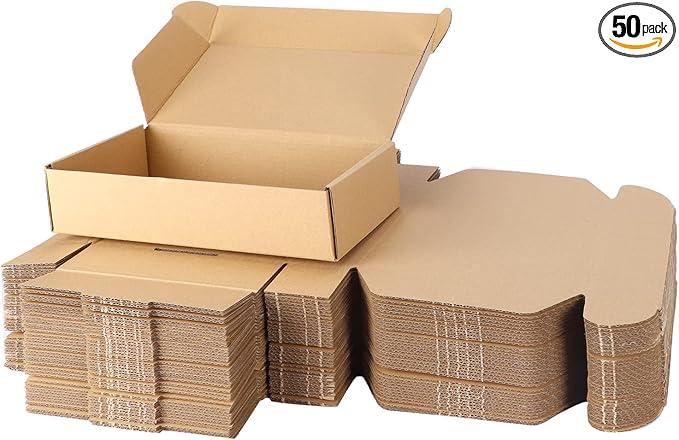 PHAREGE 9x6x2 inch Shipping Boxes Bulk 50 Pack Brown, Tab Lock Tuck Top Mailer Boxes for Packaging Small Business, Small Cardboard Gift Boxes for Wrapping Mailing Present