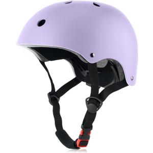Kids Bike Helmet, Adjustable and Multi-Sport, from Toddler to Youth, 3 Sizes (Medium: 21.3" - 22.4", Pale Lavender)