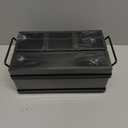 PTSTING Silverware Caddy Black Wood Silverware Holder Paper Plate Dispenser Utensil Caddy Cutlery Flatware Organizer Box for Spoons Forks Plates Napkins