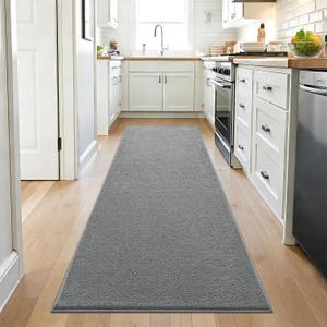 ISEAU 2x8 Runner Rug for Hallway, Soft Memory Foam Carpet with Upgraded Non-Slip Silicone-Grip Bottom, Machine Washable Shaggy Indoor Rug for Kitchen Entrance Nursery Office Bedside Dining Room, Grey