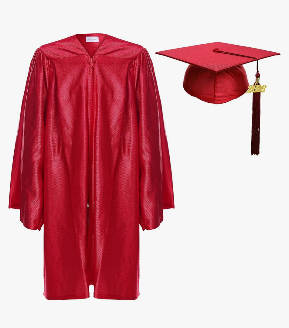 Newrara Unisex Shiny Kindergarten Graduation Gown Cap with Tassel Size 27