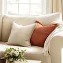 MIULEE Dark Rust Decorative Throw Pillow Covers for Couch Bed Livingroom 20x20 Inch Set of 2 Boho Accent Throw Pllows Broadside Striped Patchwork Soft Corduroy Pillowcases