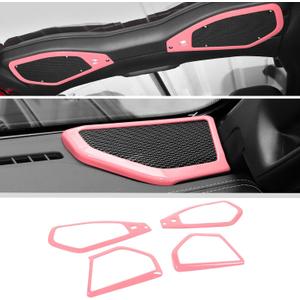JWWY for Jeep JL Speaker Audio Player Trim Top & A Pillar Cover Trim for 2024-2025 Jeep Wrangler JL JLU & Gladiator JT 4xe Interior Accessories ABS 4PCS Pink