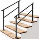 VIVOSUN 2-Pack Outdoor Handrail, 4 Step Stair Handrail, 54" x 36" Fits 1 to 4 Steps, Wrought Mattle Iron Handrail for Concrete Steps, Porch Steps, One-Step Assembly, 2 Packs, Black