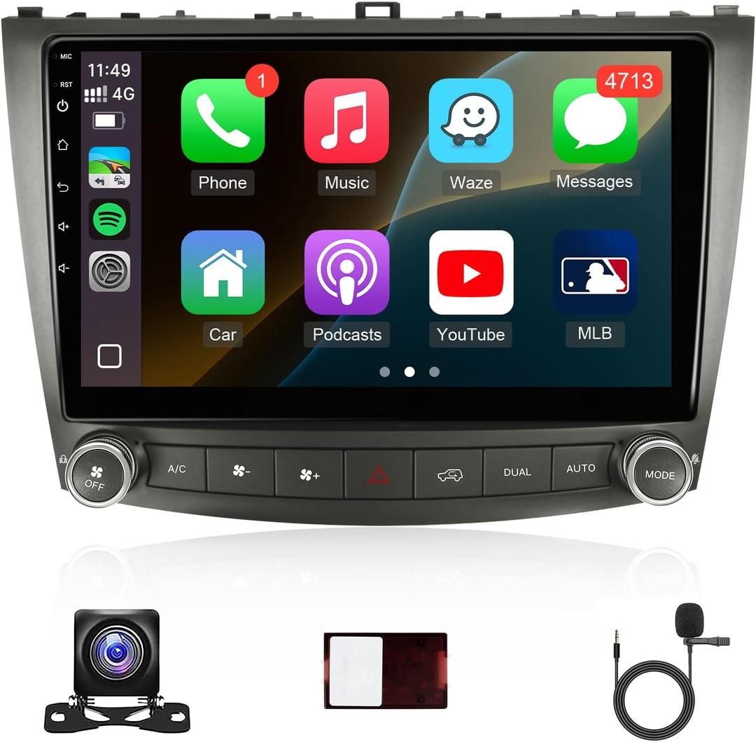Android Car Radio for Lexus IS250 IS300 IS350 2006-2012 with Carplay Android Auto, 10.1" IPS Touch Screen Head Unit Stereo for Lexus with in-Dash GPS/WiFi/BT/FM/MIC + Backup Camera + CANBUS - 2+32GB