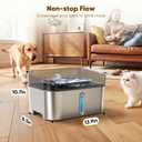No Spill Dog Water Fountain Stainless Steel for Large Dogs, 8L/2.1Gal Ultra Quiet Pet Water Fountain for Cats Dogs Indoor, Automatic Dog Water Bowl Dispenser