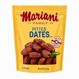 Mariani Pitted Dates, 8 Oz Bag | Naturally Sweet Dates for Snacking, Baking & Cooking | Ready-to-Eat Dried Fruit | Resealable Bag (EXP 10/01/27)