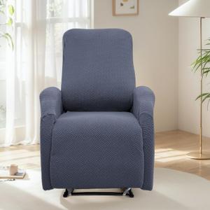 cjc 4 pcs Recliner Chair Covers, Small Recliner Chair Cover with Pocket, Stretch Jacquard Reclining Couch Slipcover for 1 Seat Recliner Sofa, Anti-Slip Furniture Protector for Dog Cat Home/Dark Grey