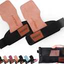 Frelaxy Lifting Wrist Straps Women and Men, Weight Lifting Grips with Cushion Wrist Loop, Double Layer Leather and Storage Pouch, Gym Workout Straps for Deadlift and Powerlifting (Pink/Black)