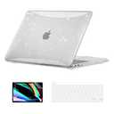 EooCoo Case Compatible with MacBook Pro 13 inch M2 2024 2023 2022-2016 Release M1 A2338 A2289 A2251 A2159 A1989 A1706 A1708 Protective Hard Case with Keyboard Cover, Screen Protector, Sparkly Clear